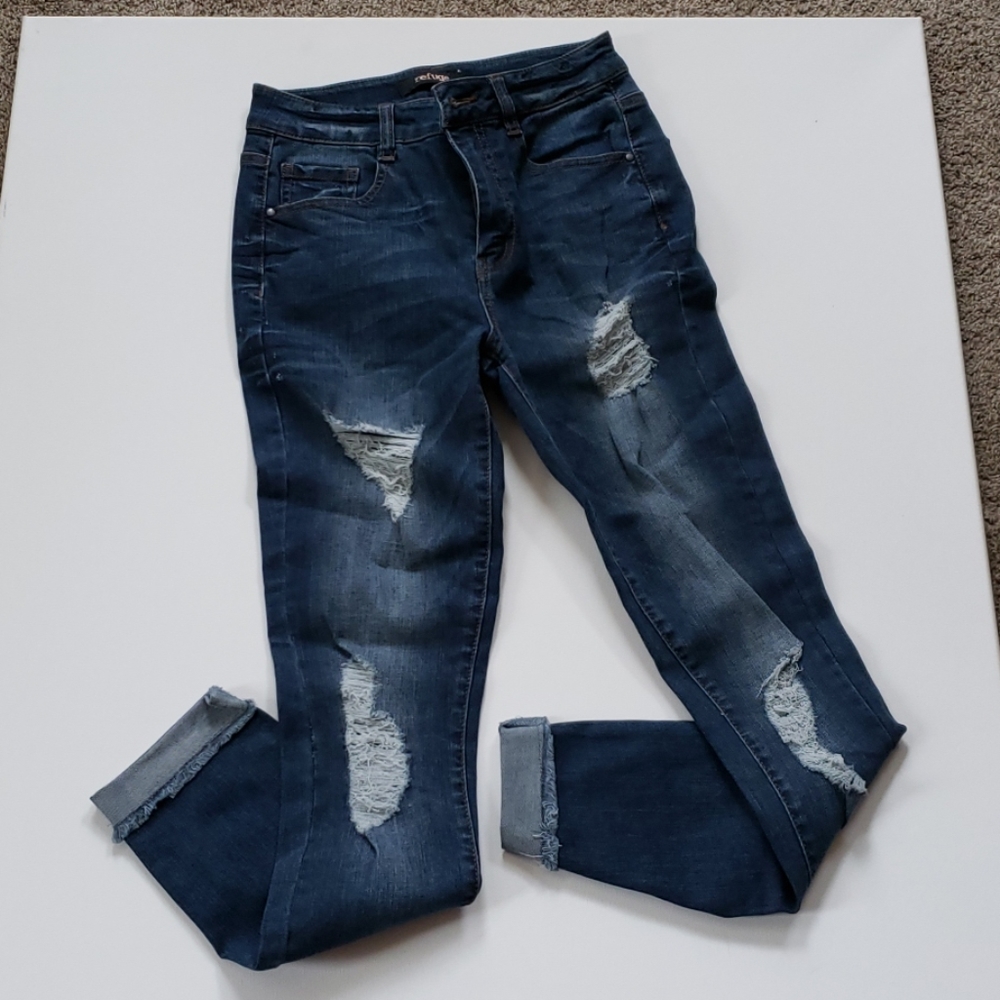 Refuge Brand Denim Faded Slit Jeans Size 0